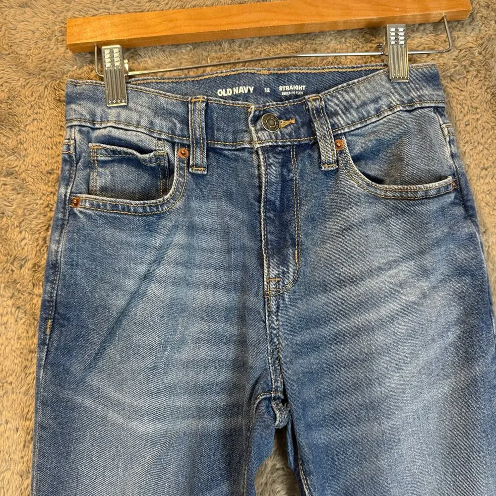 Old Navy Boys Jeans Straight Leg Built In Flex 12 Medium Wash